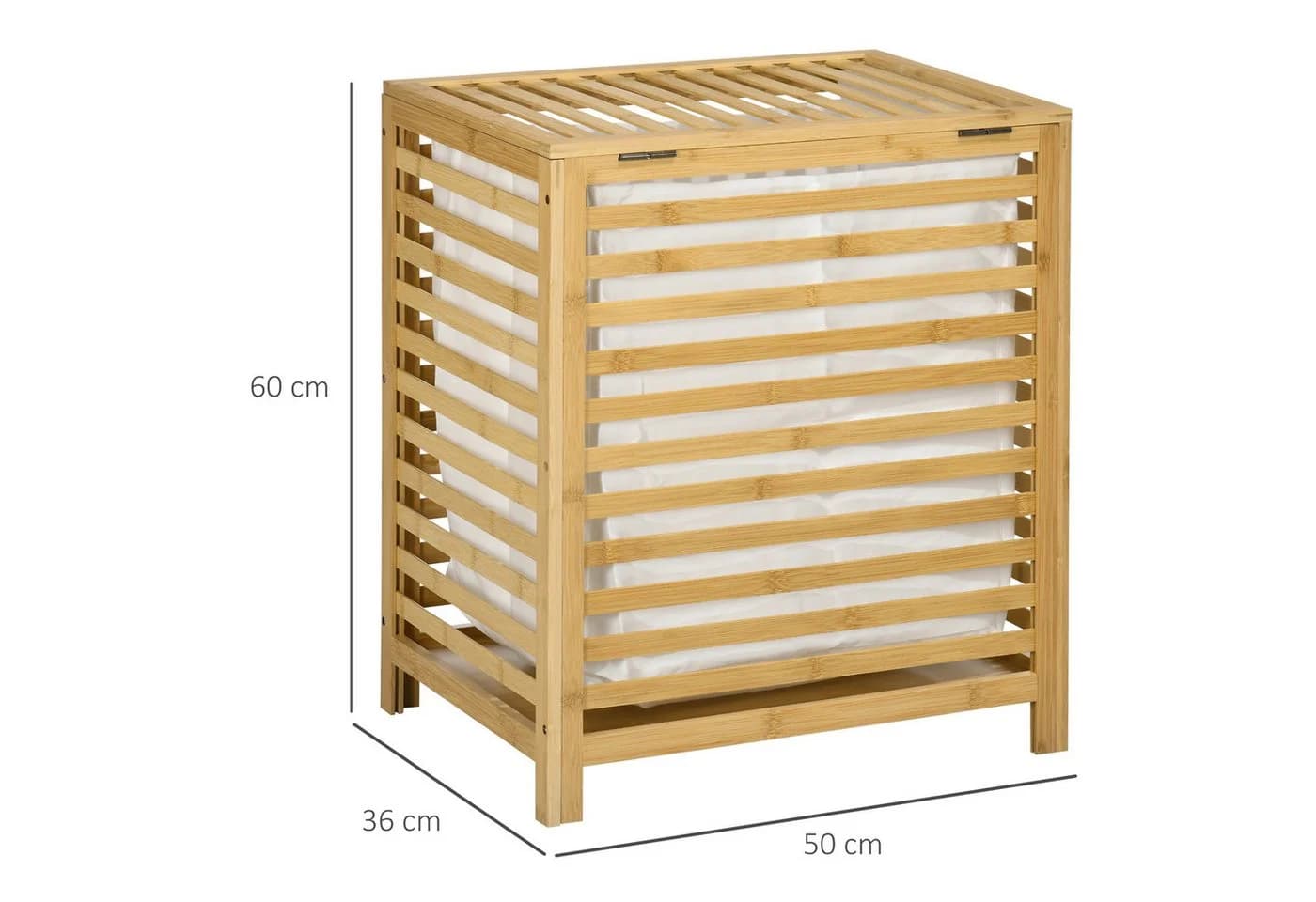 HOMCOM Wäschekorb 55L mit Deckel und Innenbeutel Bambus Natur - Bild 3