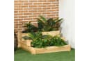 Outsunny Hochbeet 3-stufig Naturholz mit Stoffauskleidung Bild 1
