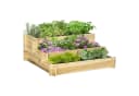 Outsunny Hochbeet 3-stufig Naturholz mit Stoffauskleidung Bild 2