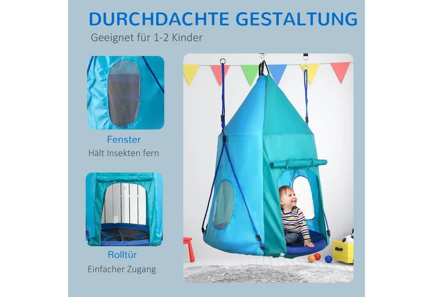 Outsunny Nestschaukel mit Fenster Blaugrün - Bild 5