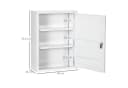 Kleankin Medizinschrank Weiß 3 Fächer 2 Schlüssel Bild 3