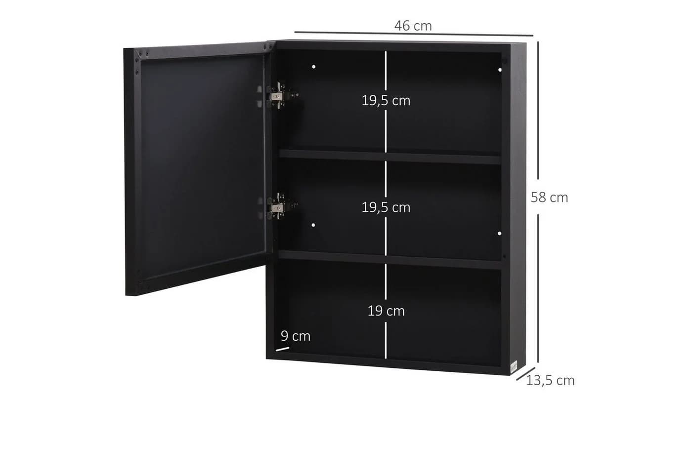 Kleankin Spiegelschrank mit Spiegeltür und 2 Innenböden - Bild 3