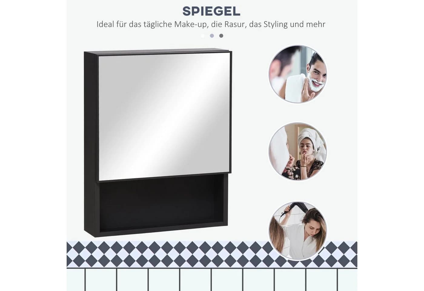 Kleankin Spiegelschrank mit Spiegeltür und 2 Innenböden - Bild 5