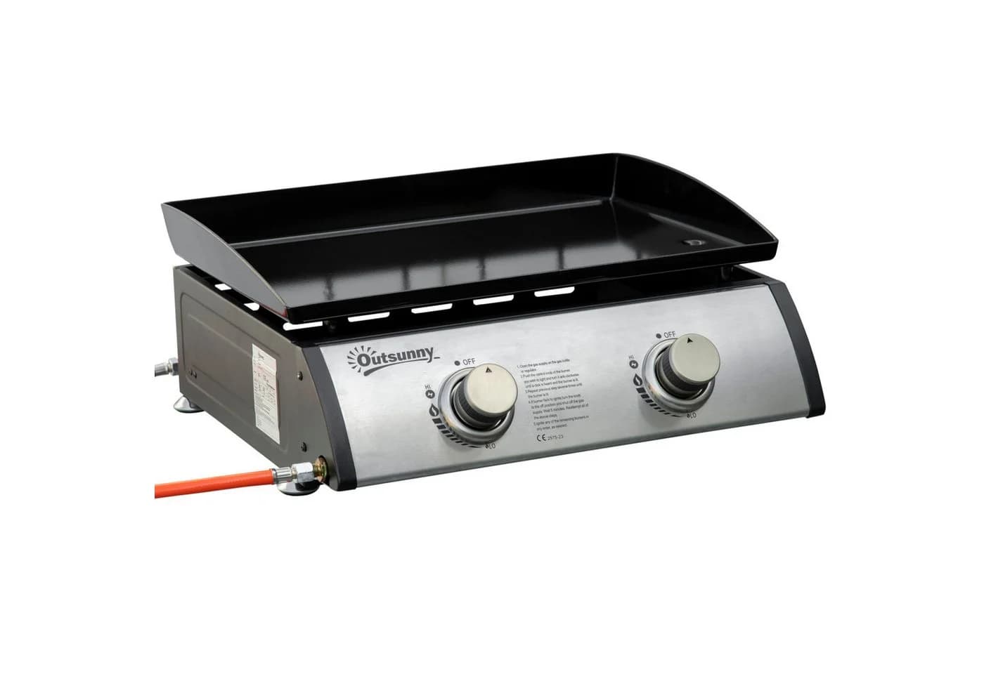 Outsunny Gasgrill Campinggrill mit 2 Brennern Edelstahl Silber - Bild 2