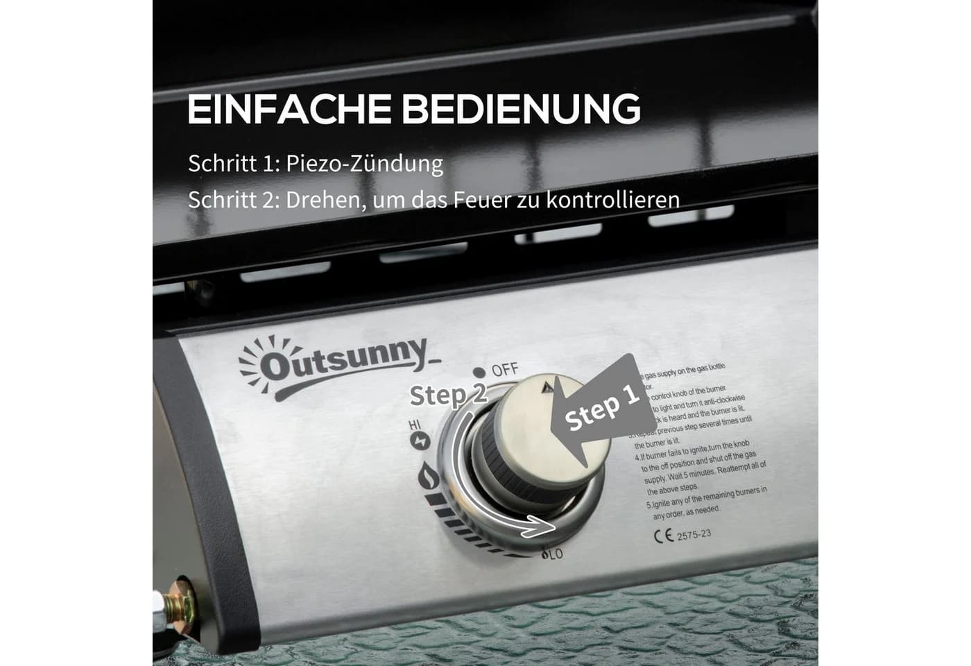 Outsunny Gasgrill Campinggrill mit 2 Brennern Edelstahl Silber - Bild 5