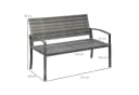 Outsunny Gartenbank Balkonbank Grau Stahlrahmen Polyrattan Bild 3
