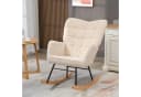 HOMCOM Schaukelstuhl Schwingsessel Beige Buchenholz Bild 2