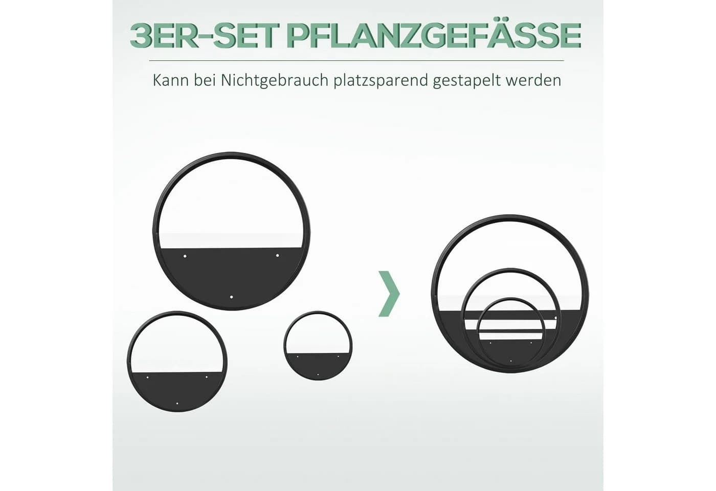 Outsunny Pflanzkübel Wand-Pflanzgefäß 3 St. Schwarz - Bild 4
