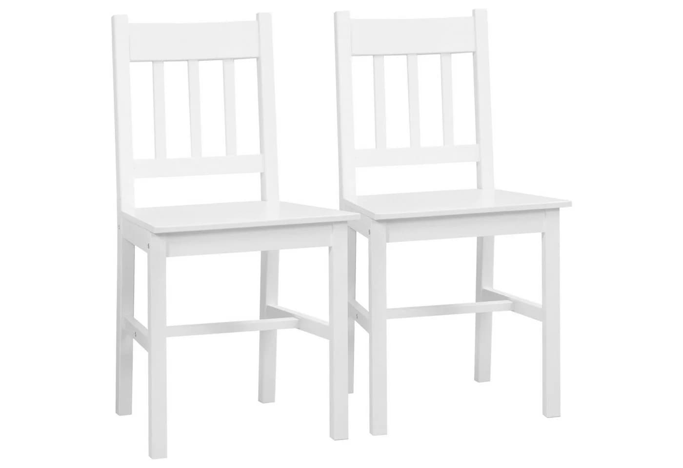 HOMCOM Esszimmerstuhl 2er-Set Weiß Kiefernholz