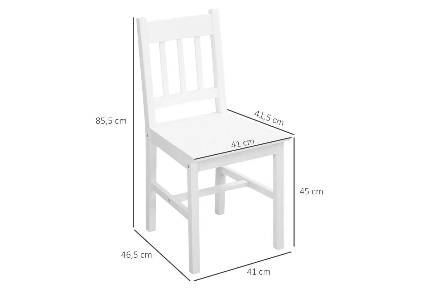HOMCOM Esszimmerstuhl 2er-Set Weiß Kiefernholz - Bild 3