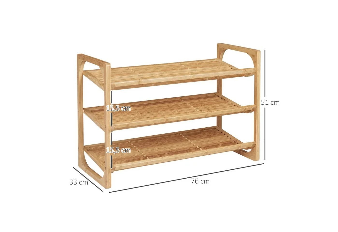 HOMCOM Schuhregal Bambus 9 Paar Schuhablage mit Griff - Bild 3