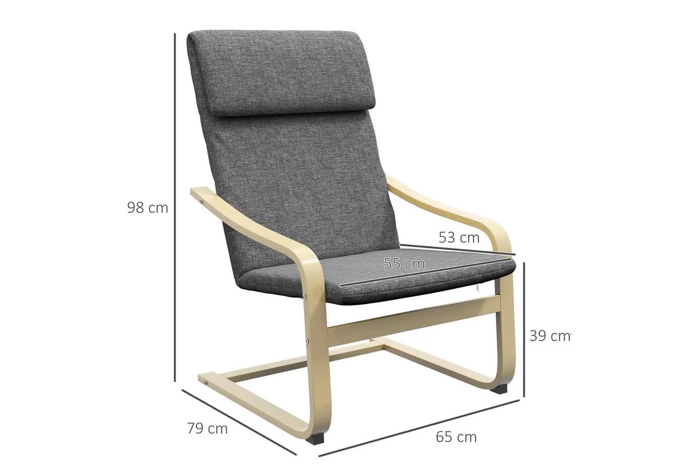 HOMCOM Relaxsessel Ruhesessel mit Kopfkissen für Wohnzimmer - Bild 3