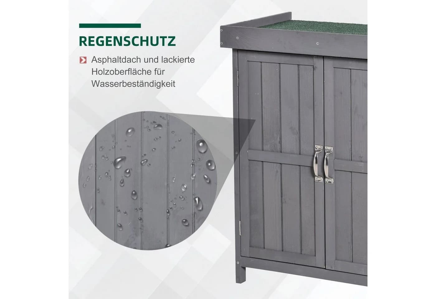 Outsunny Geräteschuppen Grau mit Doppeltür - Bild 4