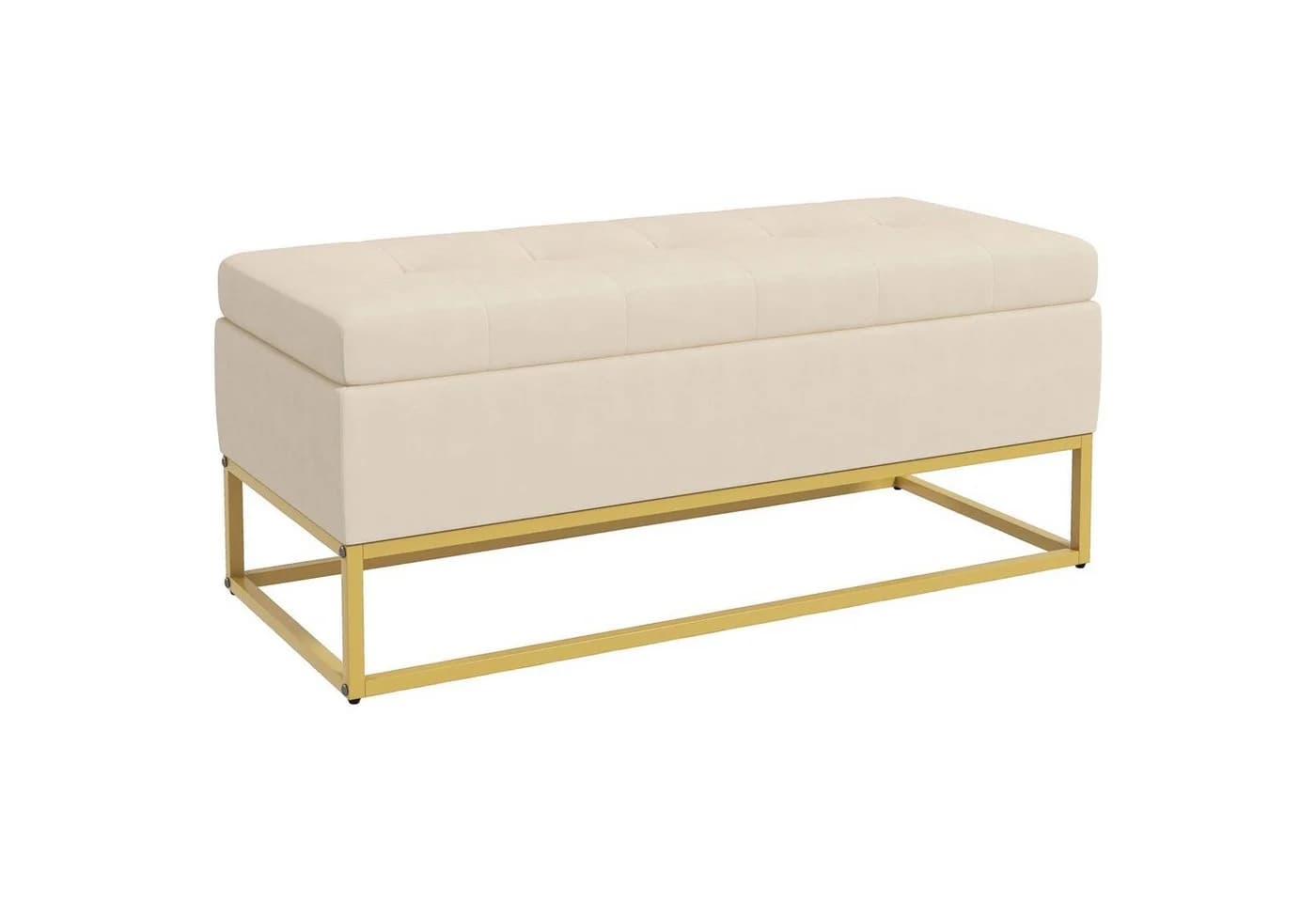 HOMCOM Sitzbank Truhenbank Beige mit Stauraum und Stahlbeine