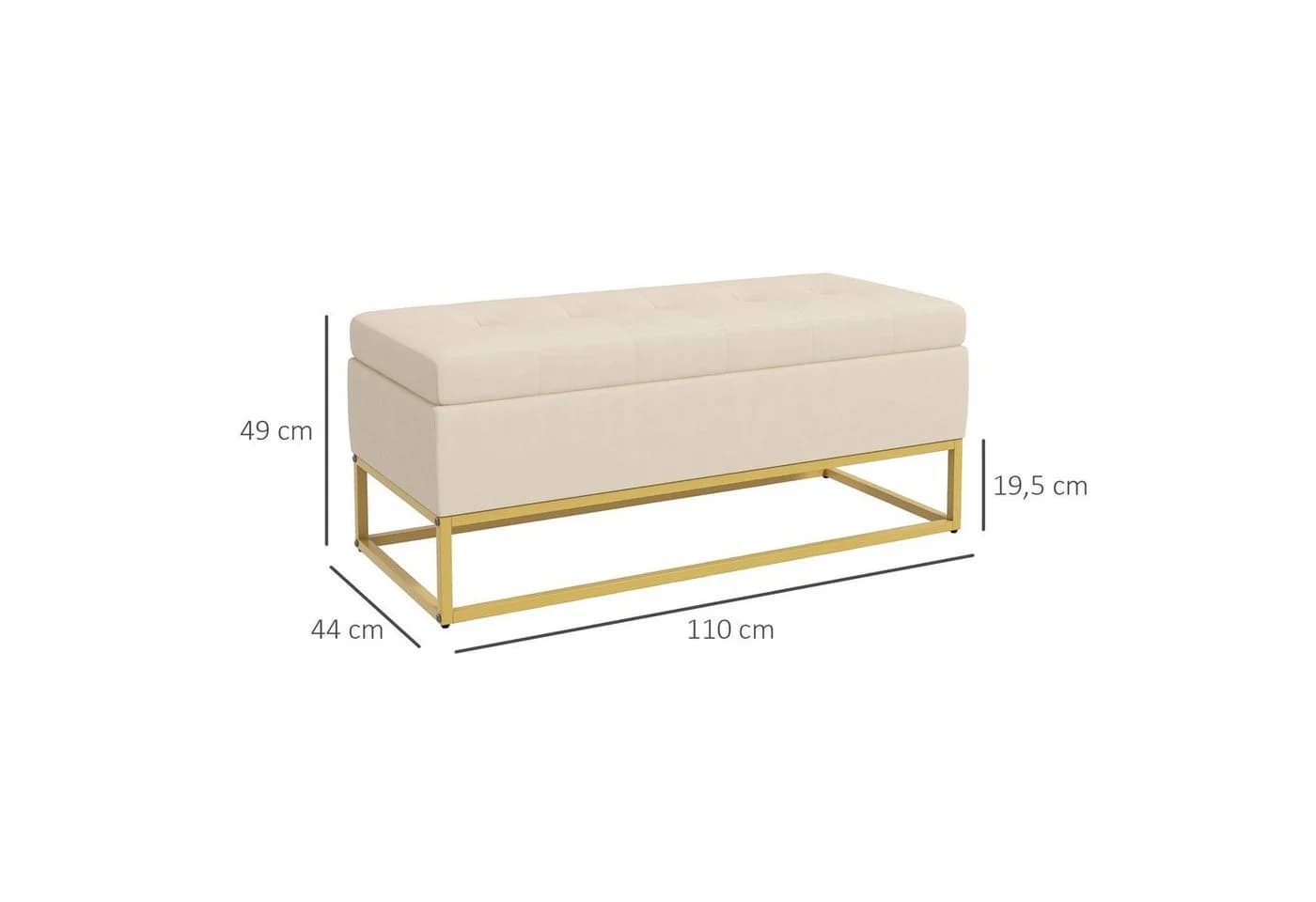 HOMCOM Sitzbank Truhenbank Beige mit Stauraum und Stahlbeine - Bild 3