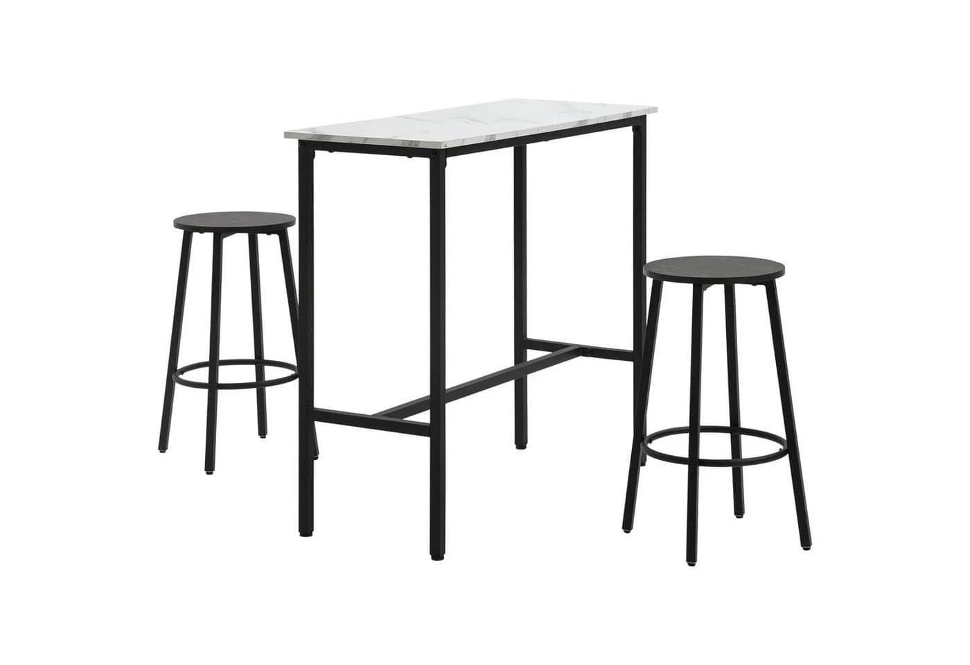 HOMCOM Bartisch mit 2 Barhockern Set Weiß/Schwarz Modern - Bild 2