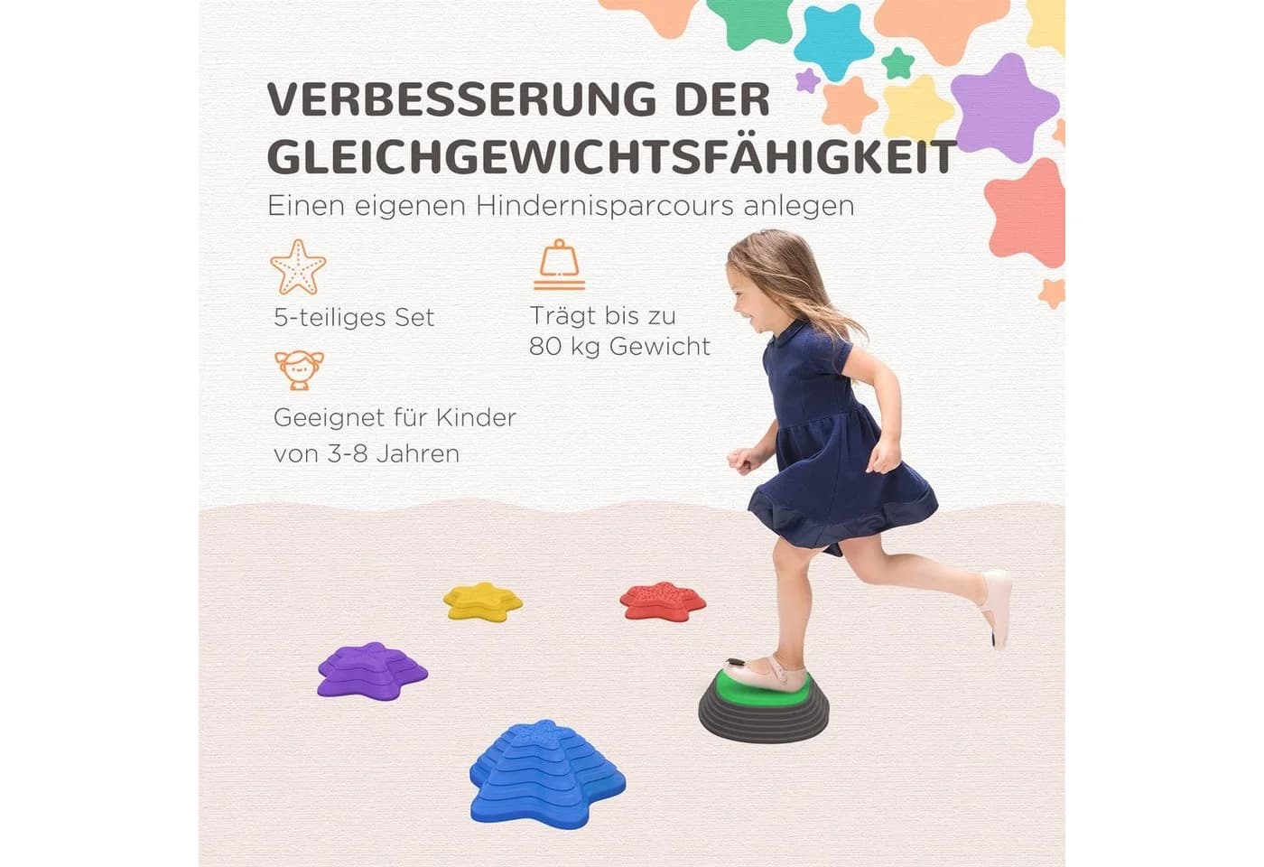 ZONEKIZ Stapelspielzeug Flusssteine Bunt 5-tlg Rutschfest - Bild 4