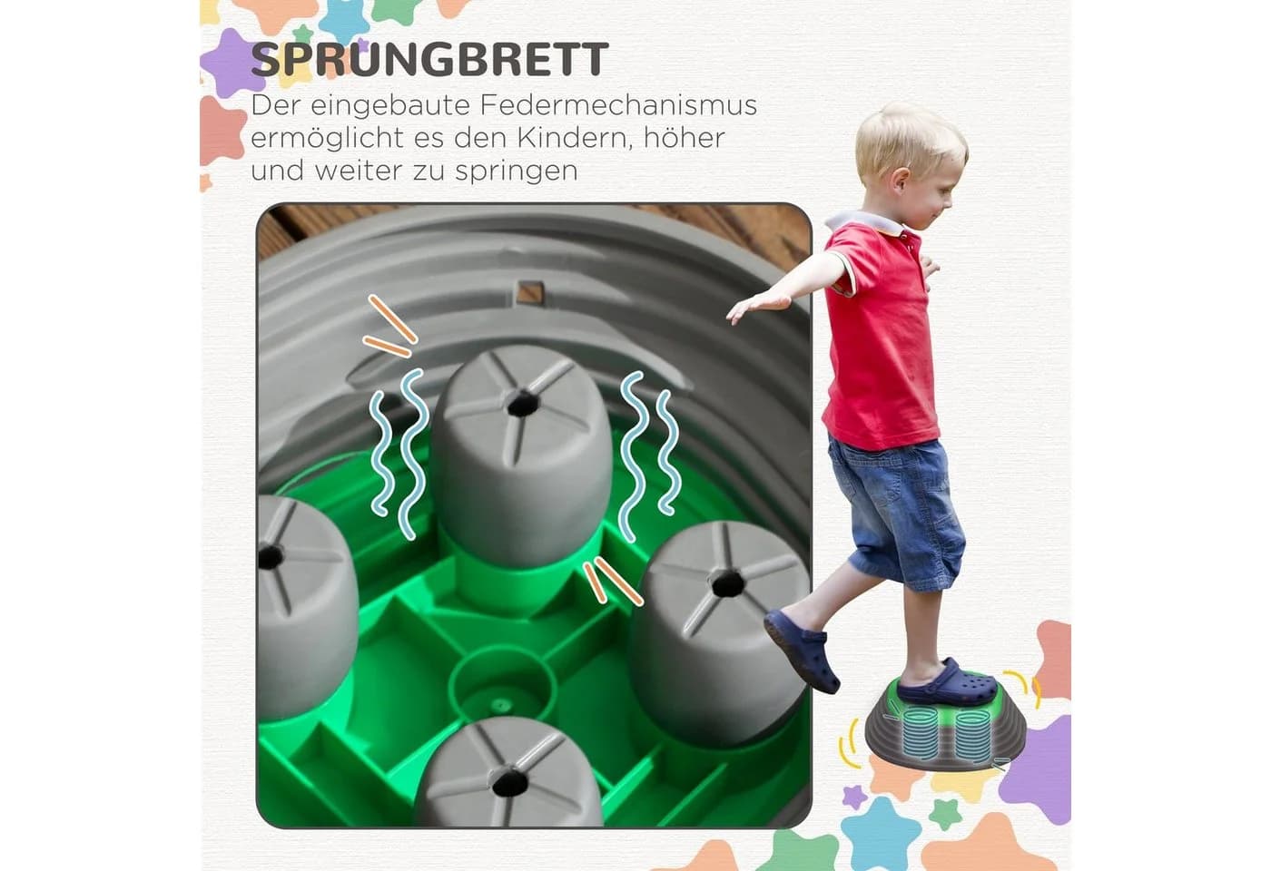 ZONEKIZ Stapelspielzeug Flusssteine Bunt 5-tlg Rutschfest - Bild 5