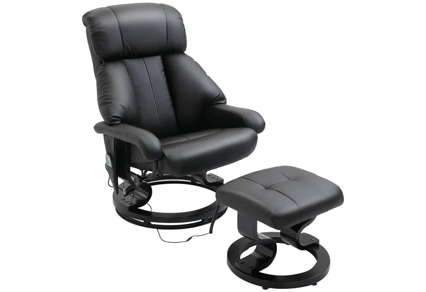 HOMCOM Massagesessel Relaxsessel mit Hocker Schwarz Kunstleder - Bild 2