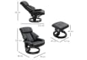 HOMCOM Massagesessel Relaxsessel mit Hocker Schwarz Kunstleder Bild 3