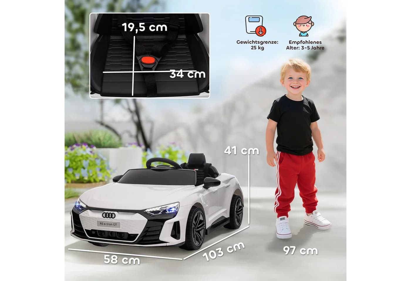 HOMCOM Elektro-Kinderauto Weiß mit Fernbedienung - Bild 3