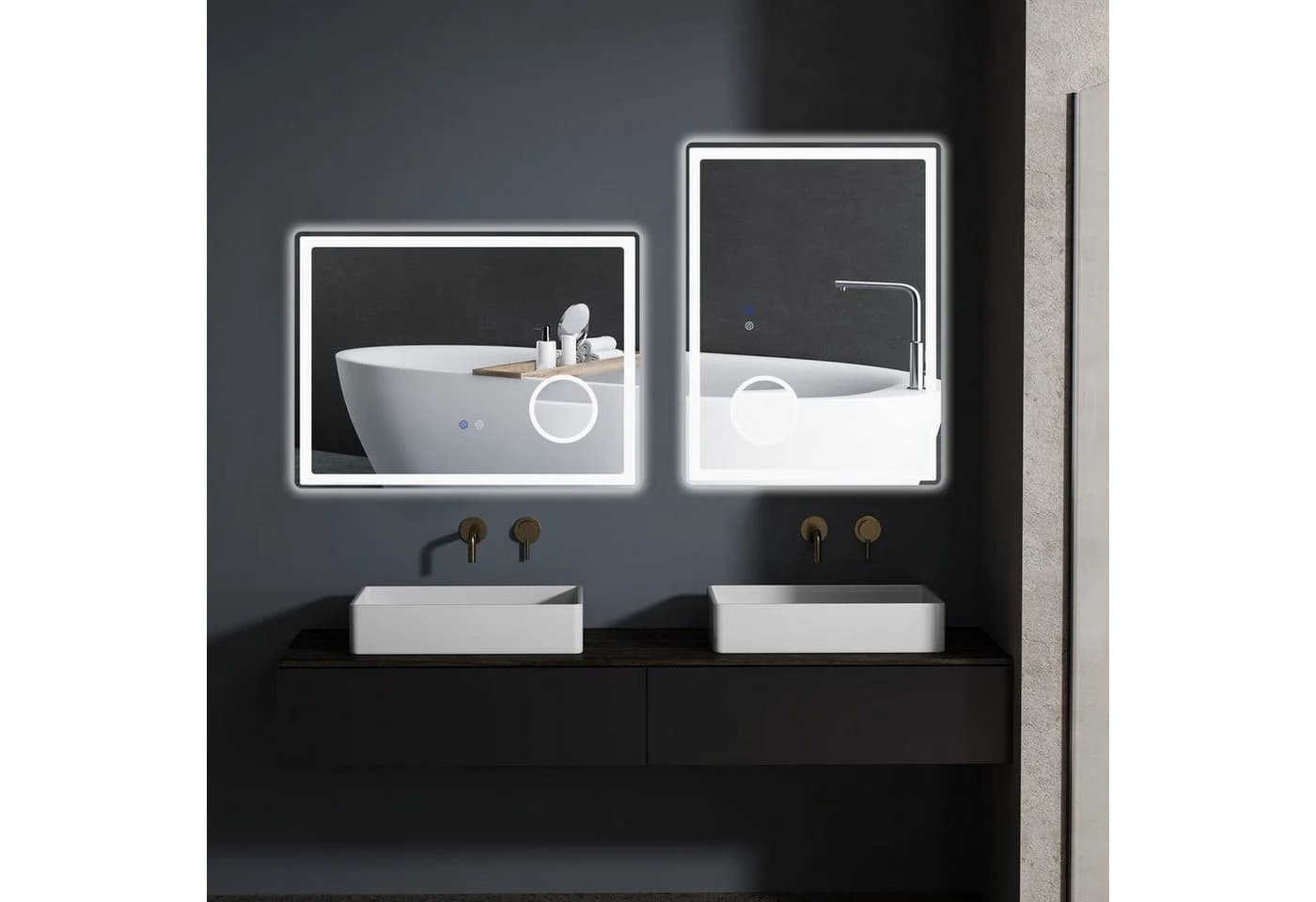 Kleankin LED Badezimmerspiegel mit Touch-Funktion und 3x Vergrößerung - Bild 2