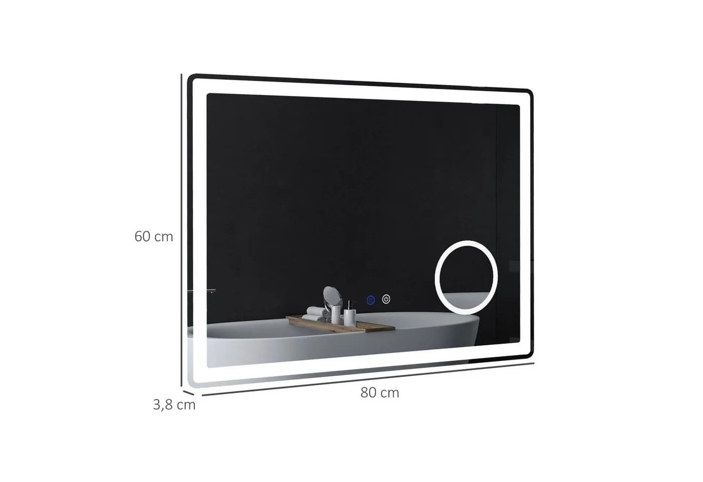 Kleankin LED Badezimmerspiegel mit Touch-Funktion und 3x Vergrößerung - Bild 3