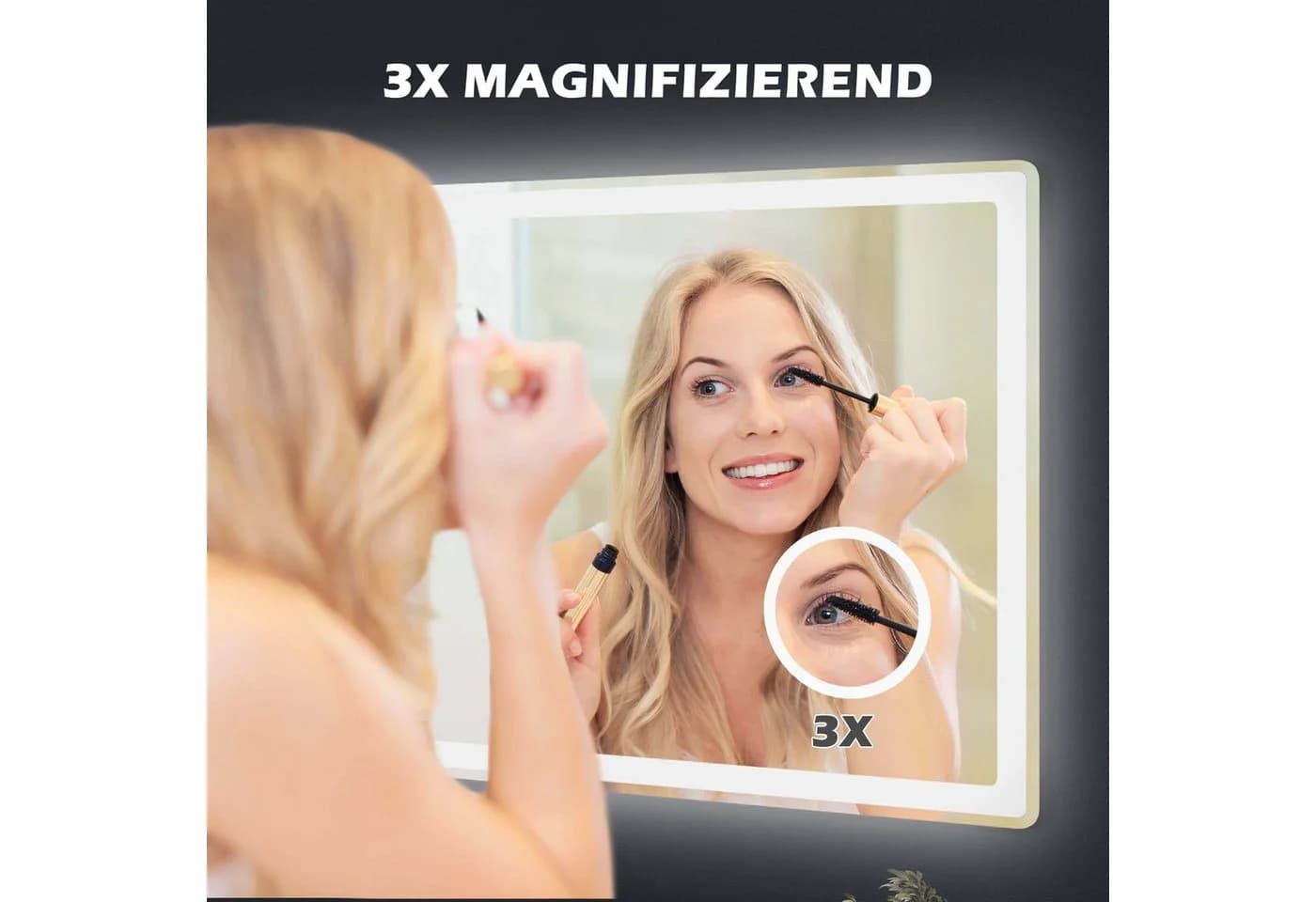Kleankin LED Badezimmerspiegel mit Touch-Funktion und 3x Vergrößerung - Bild 4