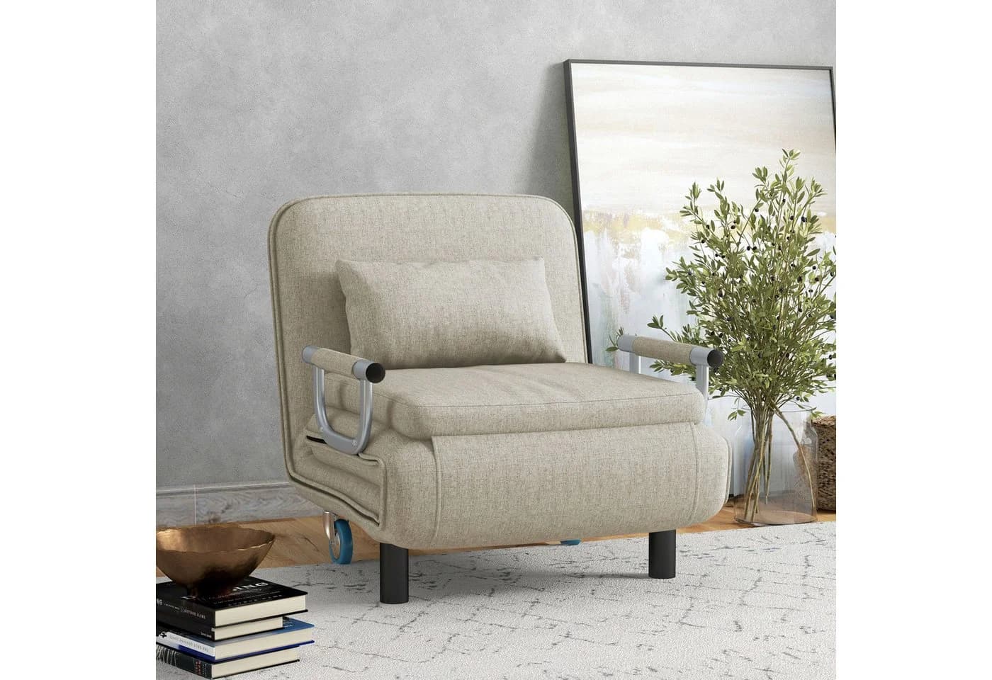 HOMCOM Sessel 3 in 1 mit Bettfunktion Grau - Bild 2