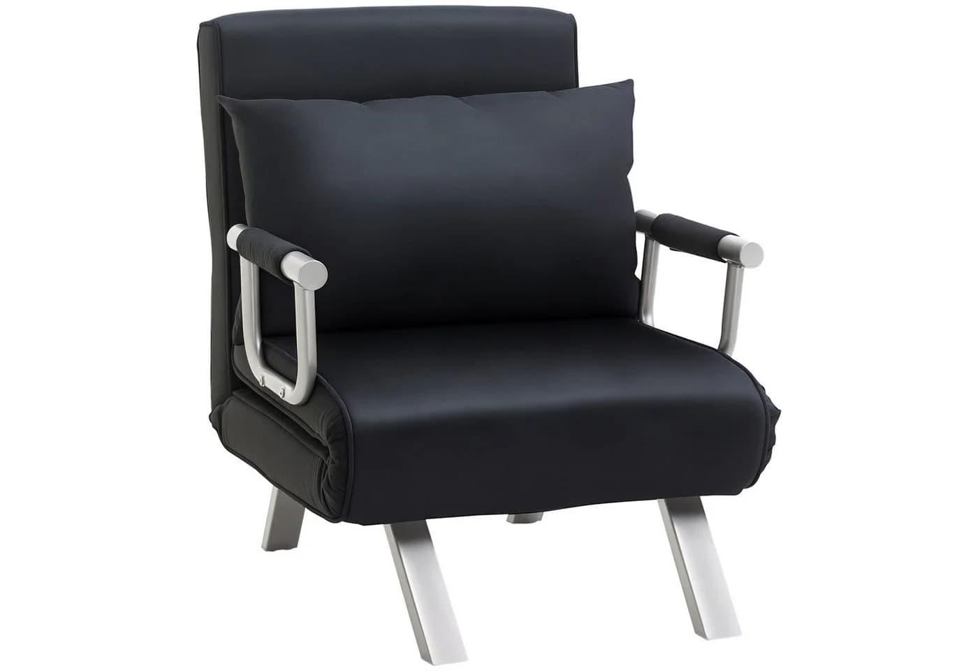 HOMCOM Schlafsessel 2-in-1 Schwarz mit Armlehne