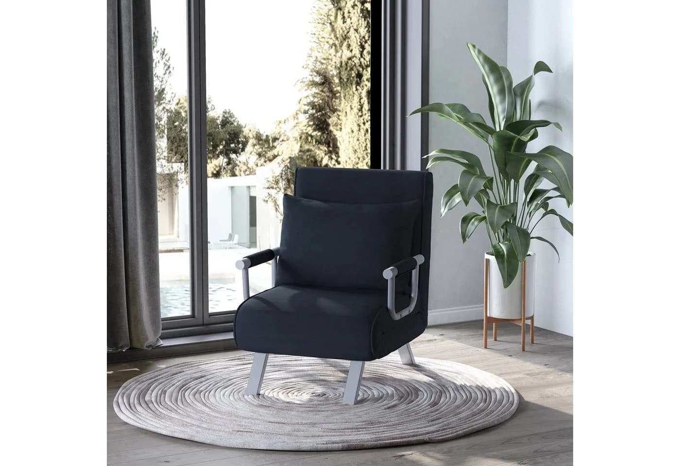 HOMCOM Schlafsessel 2-in-1 Schwarz mit Armlehne - Bild 2