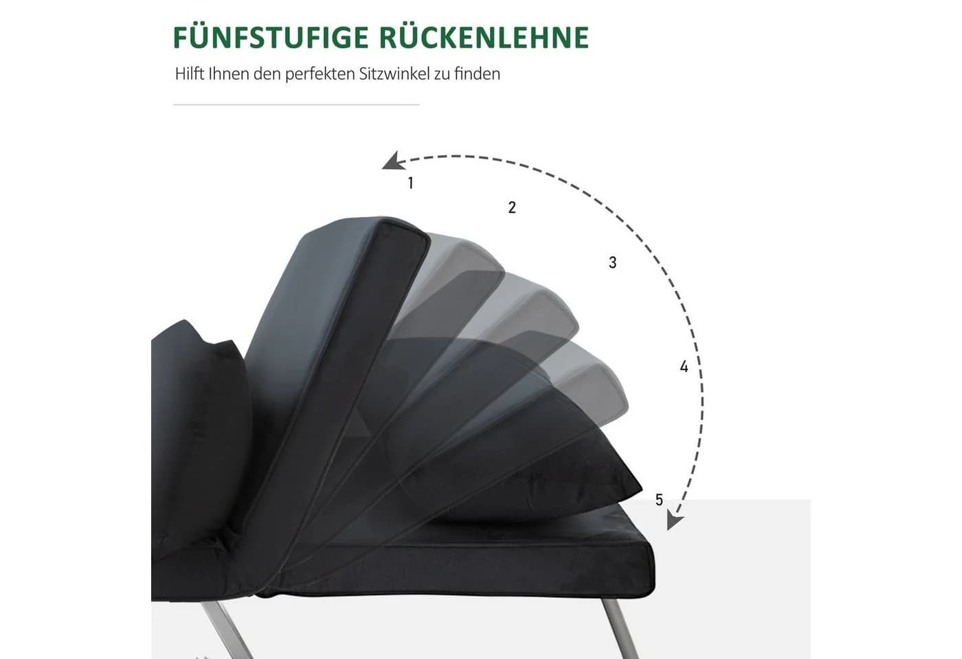 HOMCOM Schlafsessel 2-in-1 Schwarz mit Armlehne - Bild 4