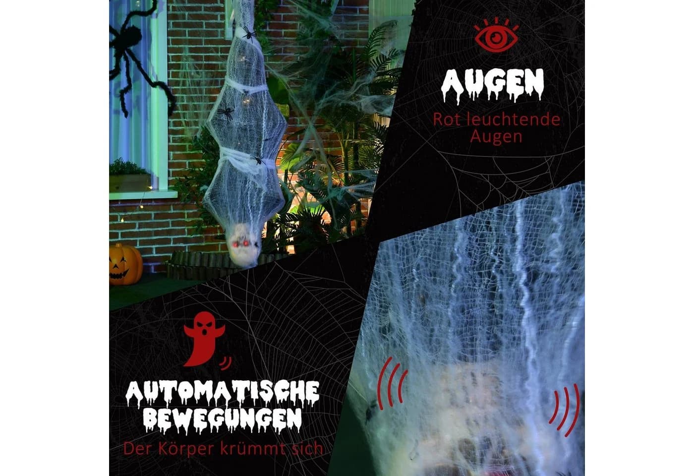 HOMCOM Halloween Dekofigur Skelett mit Augenglühen und Bewegung - Bild 5