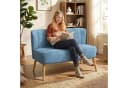 HOMCOM 2-Sitzer Sofa Blau Leinenoptik Massivholzbeine Bild 2
