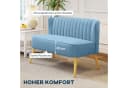 HOMCOM 2-Sitzer Sofa Blau Leinenoptik Massivholzbeine Bild 4