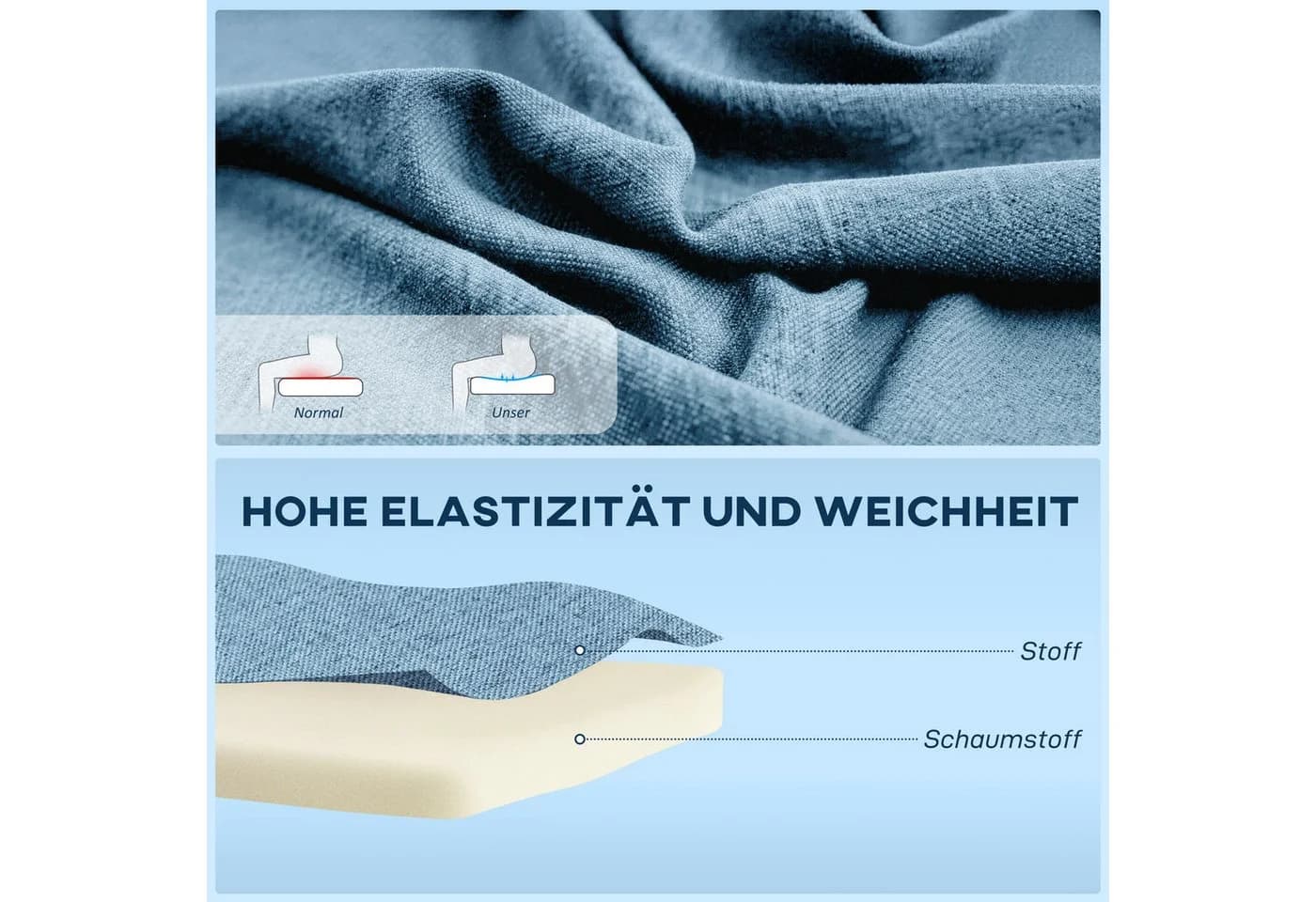HOMCOM 2-Sitzer Sofa Blau Leinenoptik Massivholzbeine - Bild 5