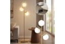 HOMCOM Stehlampe mit 3 E27 Fassungen Gold Weiß Metall Glas Bild 1
