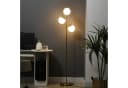 HOMCOM Stehlampe mit 3 E27 Fassungen Gold Weiß Metall Glas Bild 2