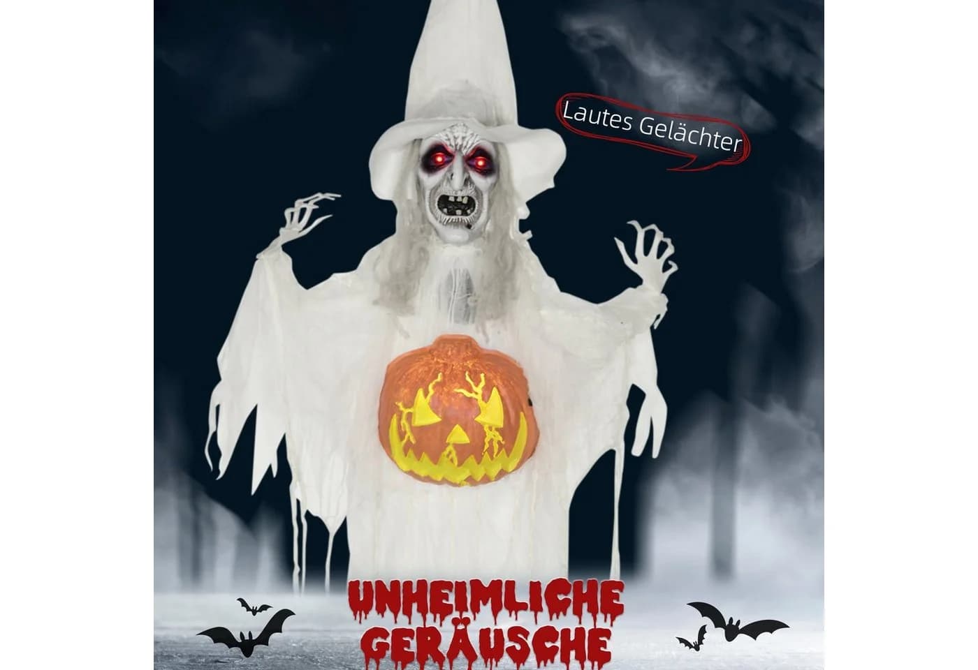 HOMCOM Halloween Dekofigur Geist Skelett mit Licht und Sound - Bild 4