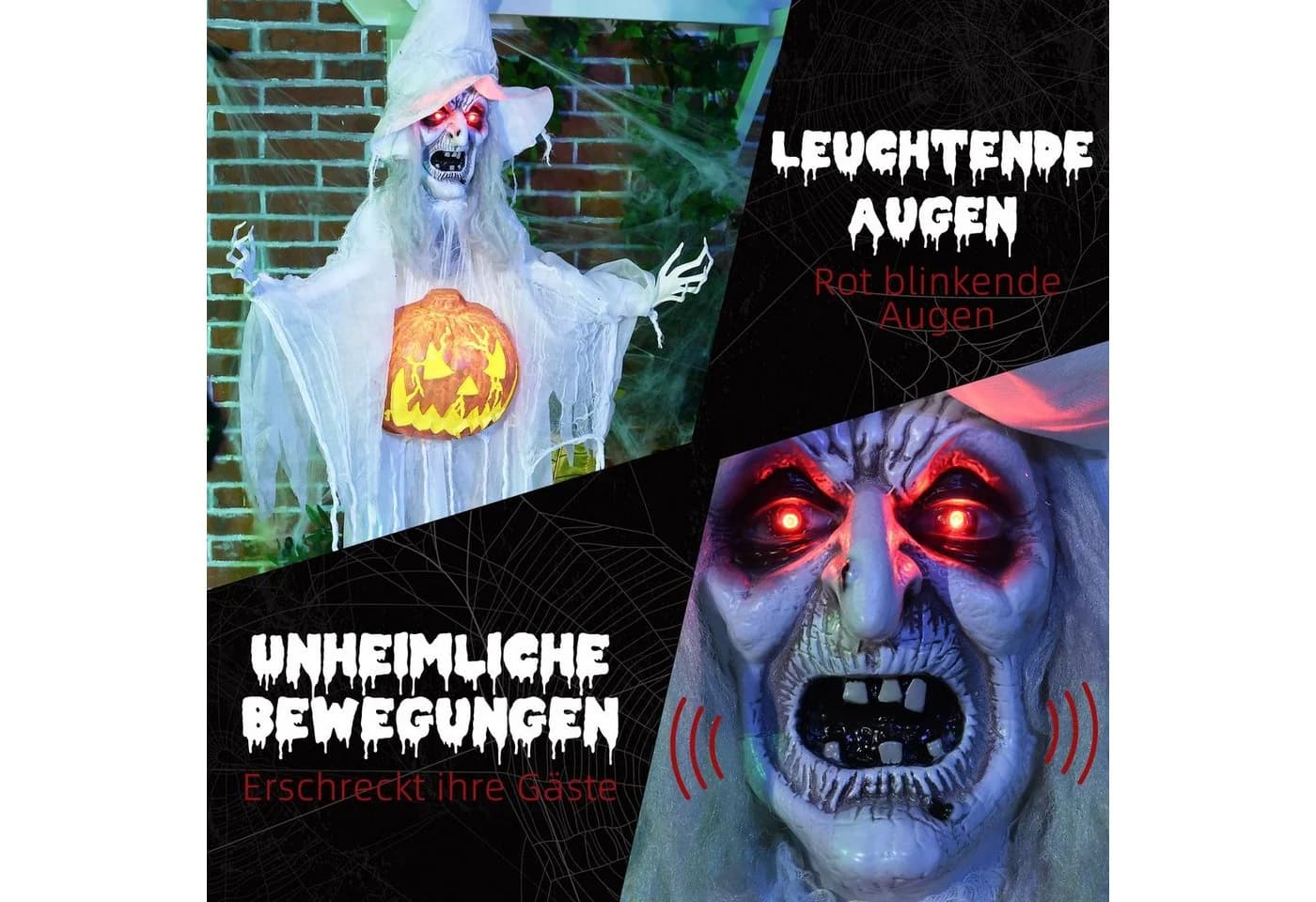 HOMCOM Halloween Dekofigur Geist Skelett mit Licht und Sound - Bild 5