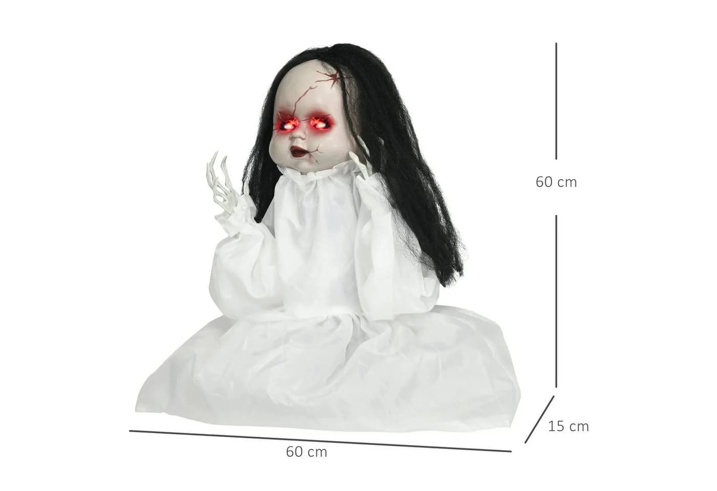 HOMCOM Halloween Dekofigur Mörderpuppe mit Sensor und roten Lichtern - Bild 3