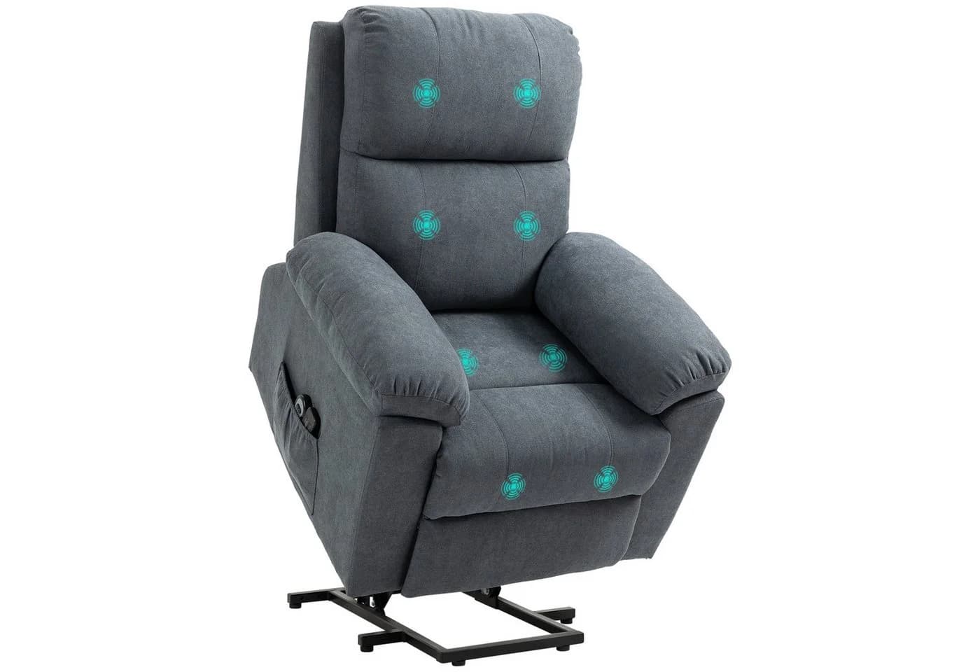 HOMCOM Massagesessel Relaxsessel Grau mit Liegefunktion und Massage