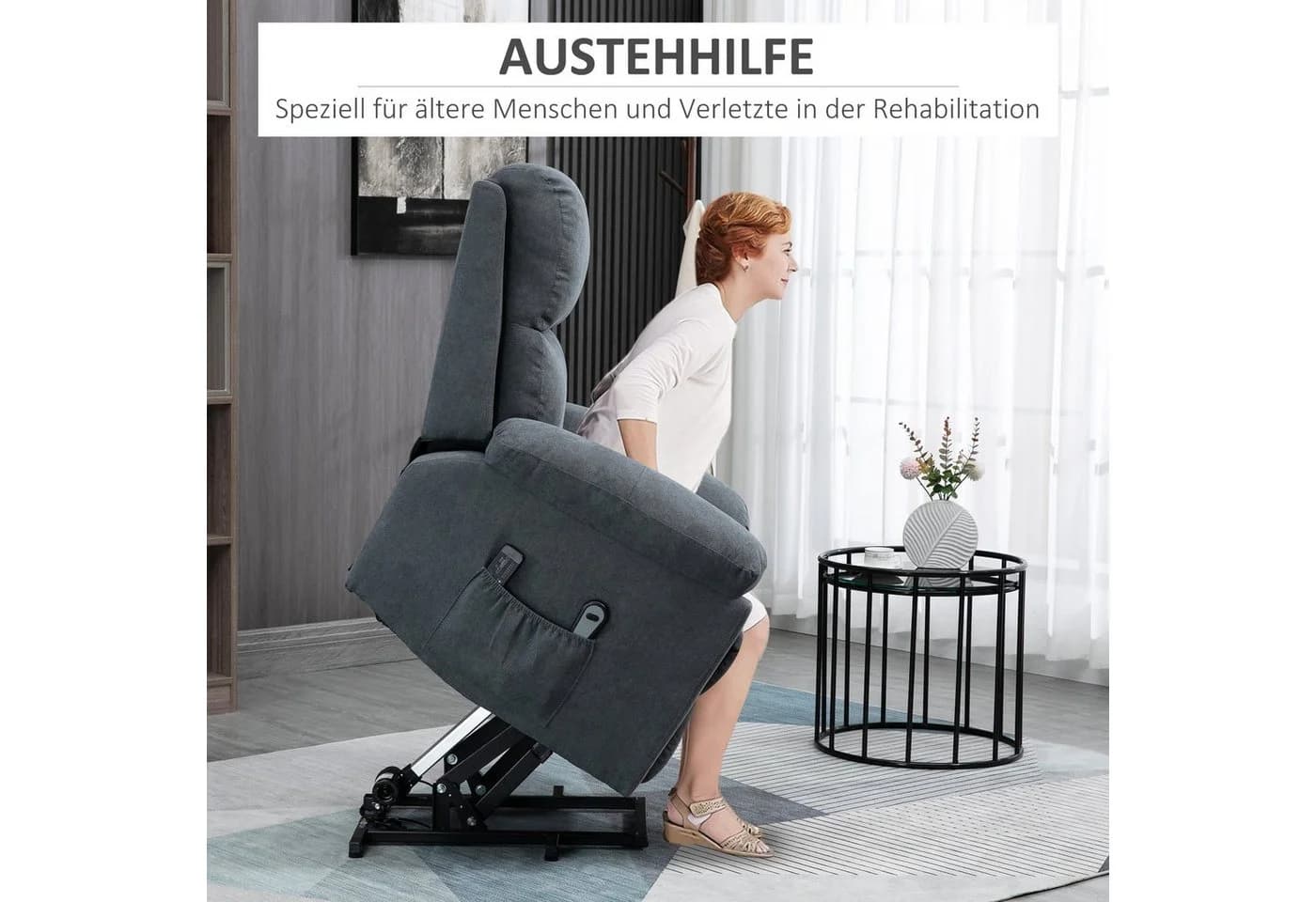 HOMCOM Massagesessel Relaxsessel Grau mit Liegefunktion und Massage - Bild 4