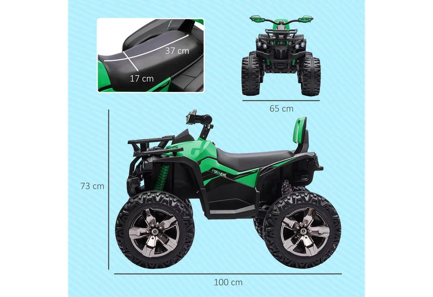HOMCOM Elektro-Kinderquad Grün 12V MP3 USB 30kg - Bild 3