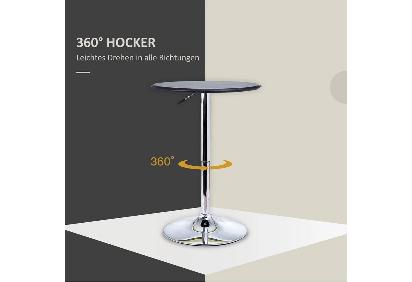 HOMCOM Höhenverstellbarer Bartisch Schwarz Chrom Kunstleder - Bild 5