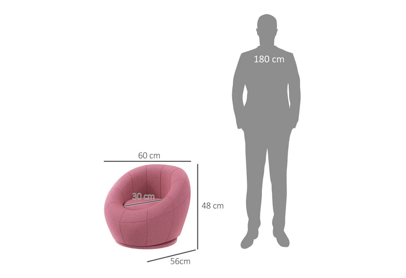 HOMCOM Rosa Polstersessel mit Drehfunktion - Bild 3