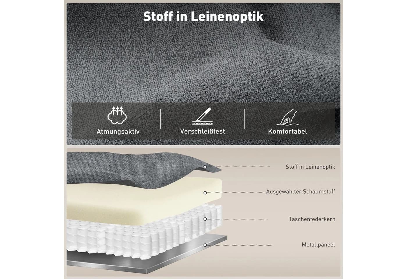 HOMCOM Relaxsessel Liegesessel Dunkelgrau mit Verstellbarer Rückenlehne - Bild 5