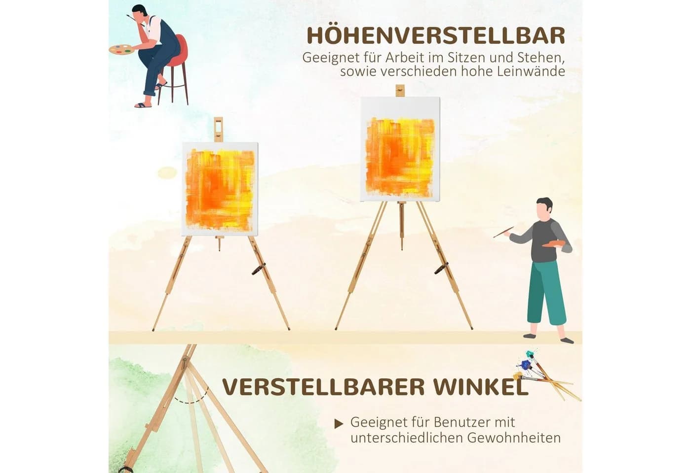 Vinsetto Staffelei Klappbare Feldstaffelei Buchenholz - Bild 4