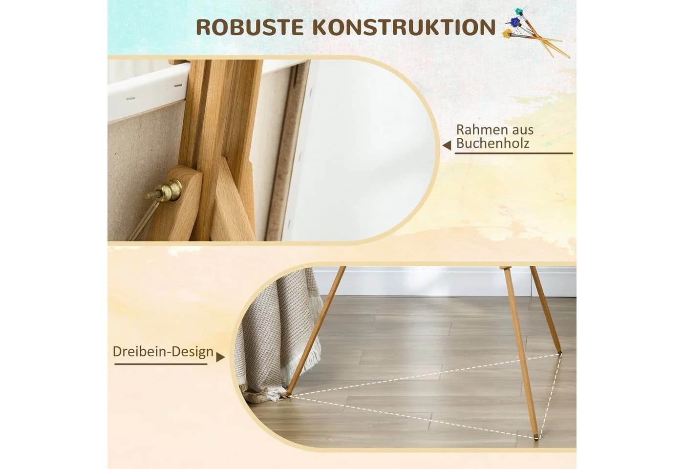 Vinsetto Staffelei Klappbare Feldstaffelei Buchenholz - Bild 5