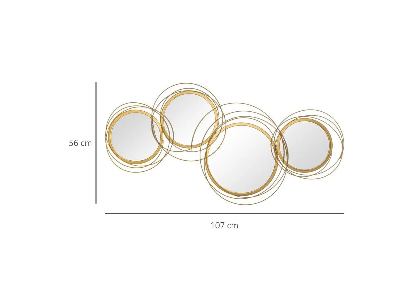 HOMCOM Wandbild mit 4 runden Spiegeln, modern, Gold - Bild 3